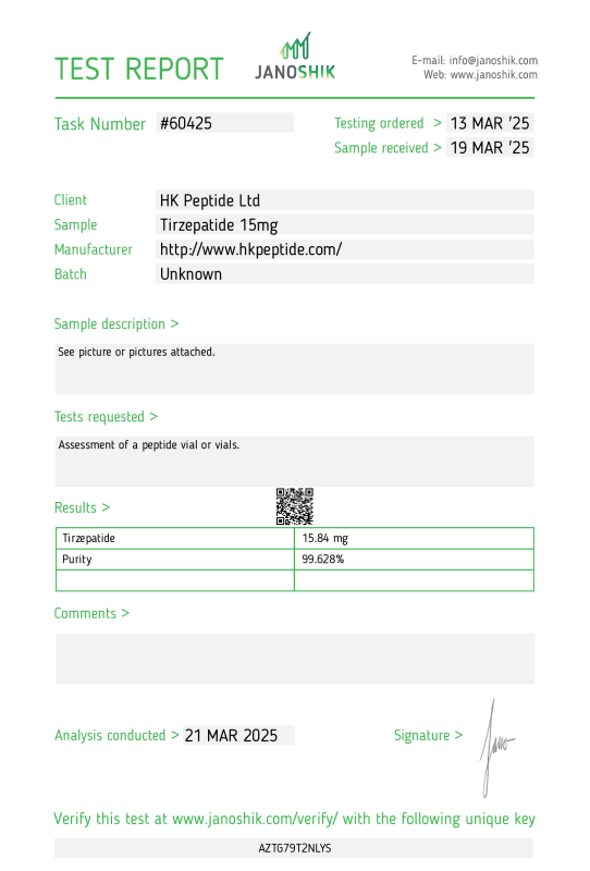 Tirzepatide 15mg (10 Vials / Kit)